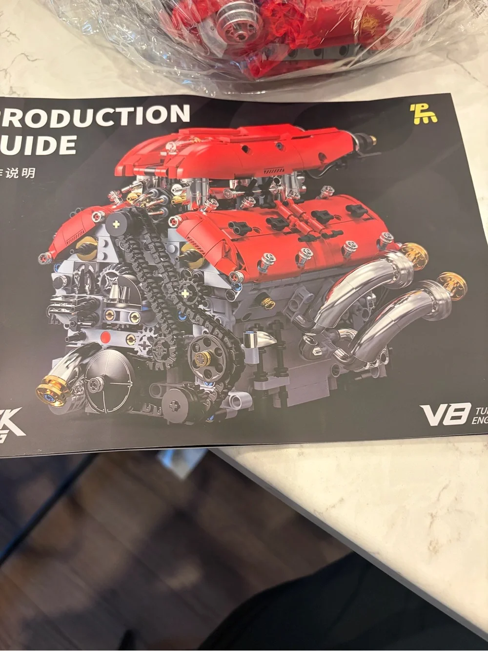 Bentom USA Red V8 Engine Building Block Model Kit – Working Engine Design